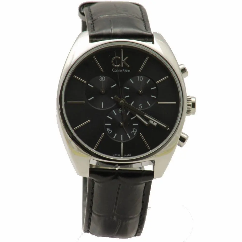 Men`s K2F27107 Black Leather Chronograph Watch by Calvin Klein