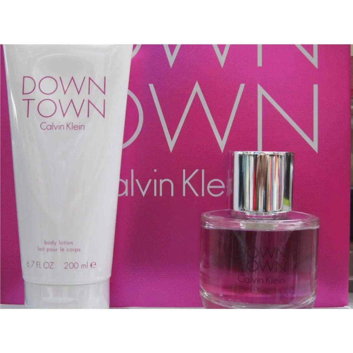Down Town by Calvin Klein Women Perfume Set 3 oz Edp Spray + 6.7 oz Body Lotion