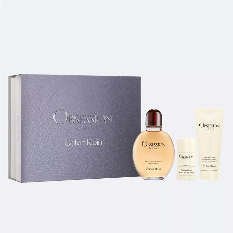 Calvin Klein CK Obsession Men 3 PC Gift Set -4.2 oz Edt Spray + 3.4 oz A.s. Balm + 2.5 oz Deo
