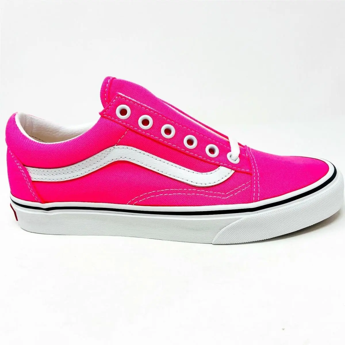 Vans Old Skool Neon Knockout Pink True White Womens Size 5.5 Sneakers