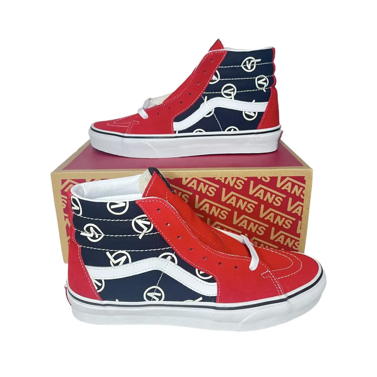 Vans Mens Sk8-Hi Circle V Red/black Skate Shoes VN0A4BV617B - Red