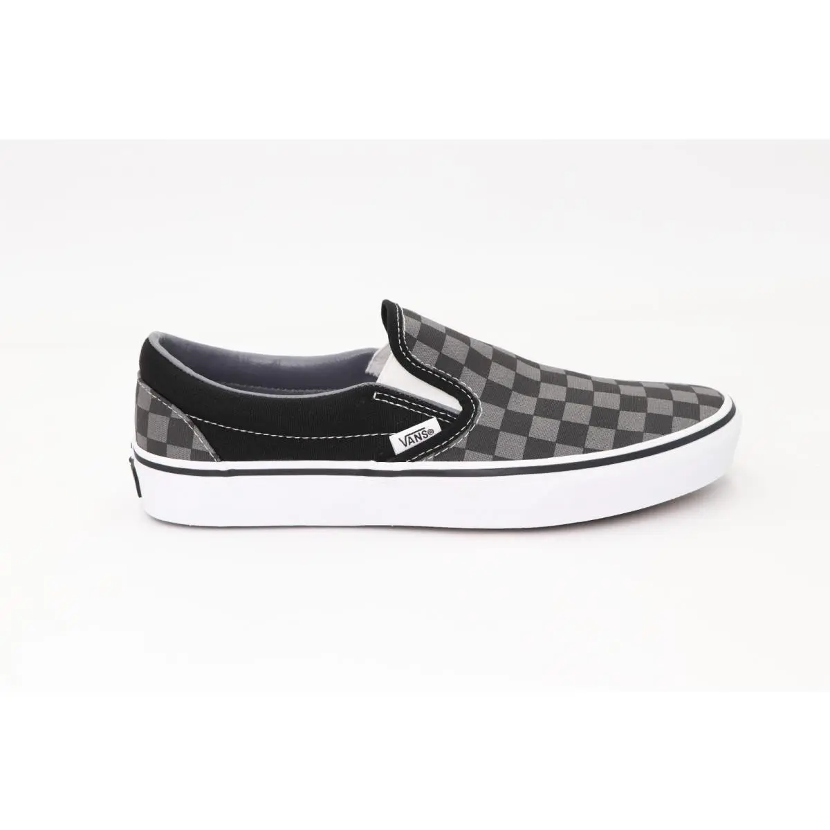 Slipon Classic Sneakers Unisex Canvas Shoes All Colors Men`s/women`s Checker Pewter Black by Vans