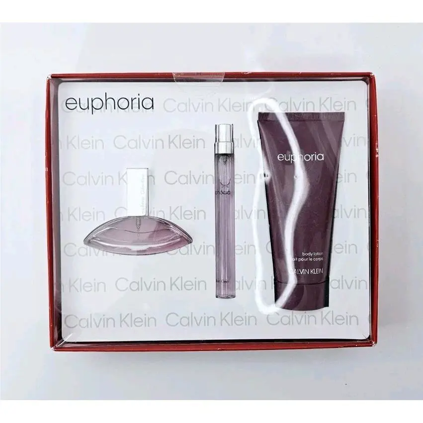 Euphoria by Calvin Klein 3pc Gift Set 3.3 B.l + 0.33 Edp + 0.5 Edp Women