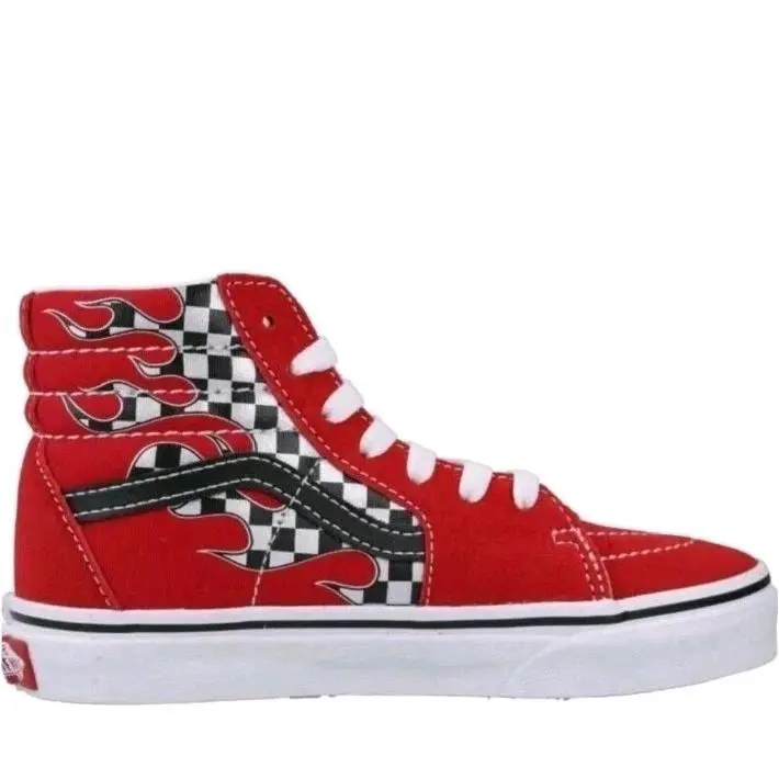 SK8-HI Check Flame Racing Red VN000D5FIZQ1 Skate Unisex Big Kid`s Size 1 by Vans