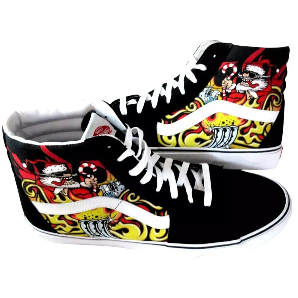 Vans Sk8-Hi Santa Flame Black Classic Men`s Skate Shoes Size 8