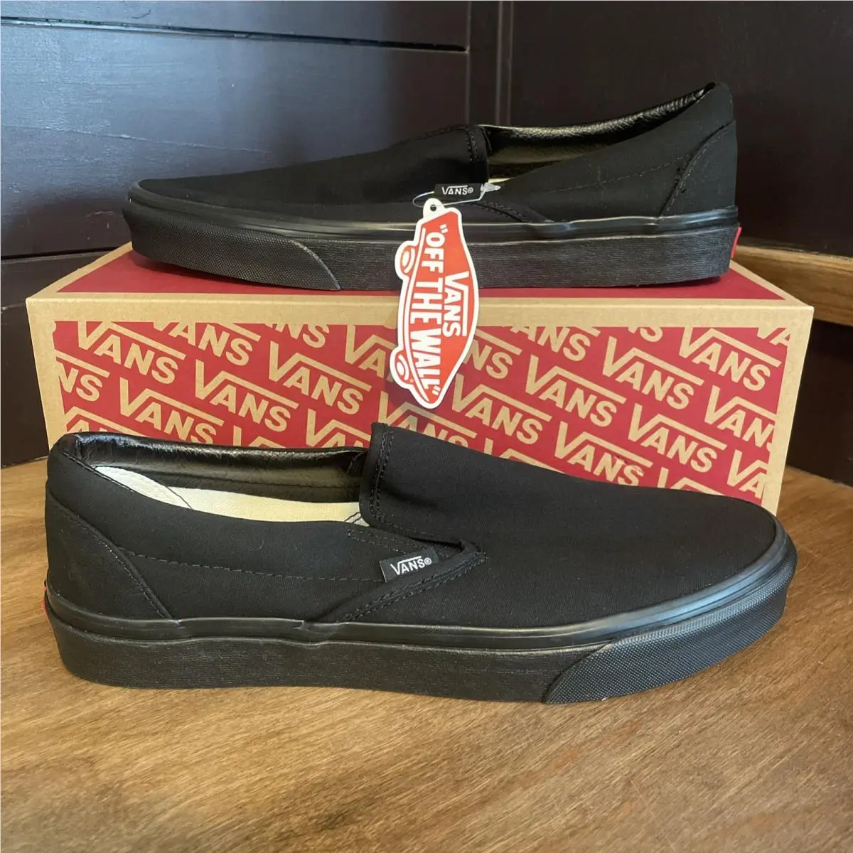 Vans Classic Slip-on Black/ Black Shoes Classic Canvas Mens 10.5 - Black