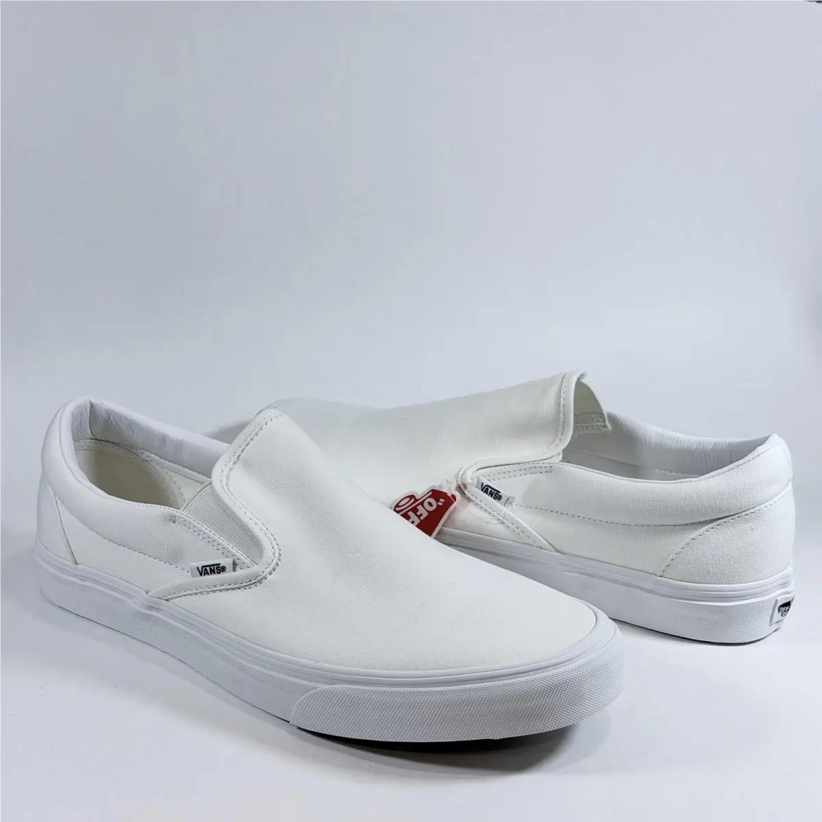 Vans Classic Size-13 Men`s Slip-on - True White/white Canvas Shoes
