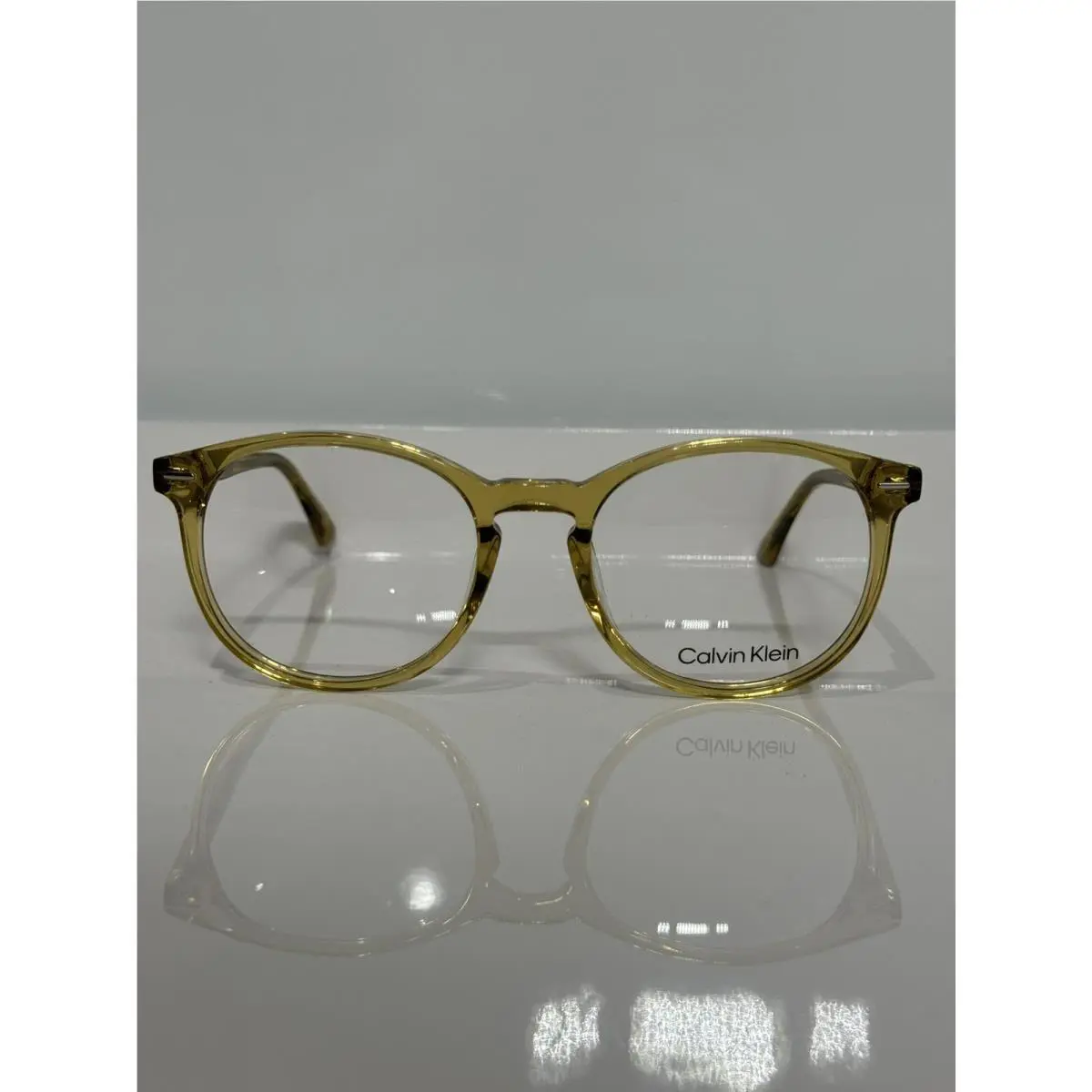 Calvin Klein 22504 260 Crystal Honey Round Acetate Unisex Eyeglasses 52mm