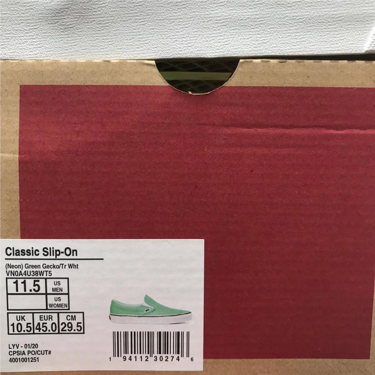 Vans shoes - VANS Classic Slip-On - Classic - VN0A4U38WT5 - Neon Green Gecko / True White, Manufacturer: Neon Green Gecko / True White (UPC: 0194112302746) 5