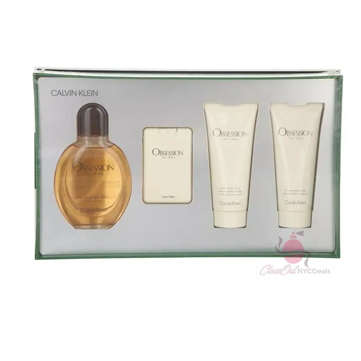 Obsession Gift Set 4 PC-4.2 oz Edt Sp+0.67 oz Mini+3.4 oz Asb+s/gel by Calvin Klein