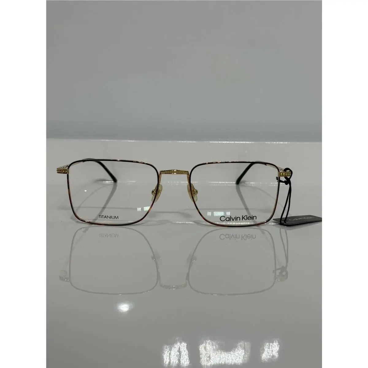 Calvin Klein CK22109T 213 Tortoise Gold Titanium Rectangle Eyeglasses 53mm