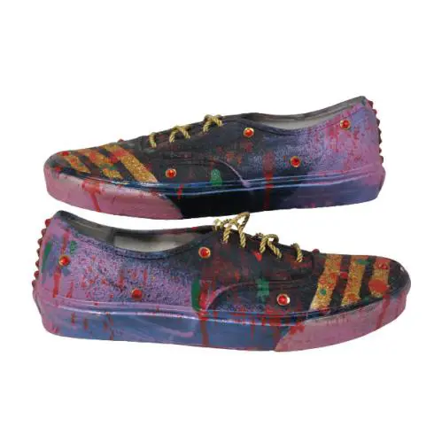 Vans Custom Painted Skate Shoes Bedazzled Killer Mens 9.5 Womens 11 - Multicolor