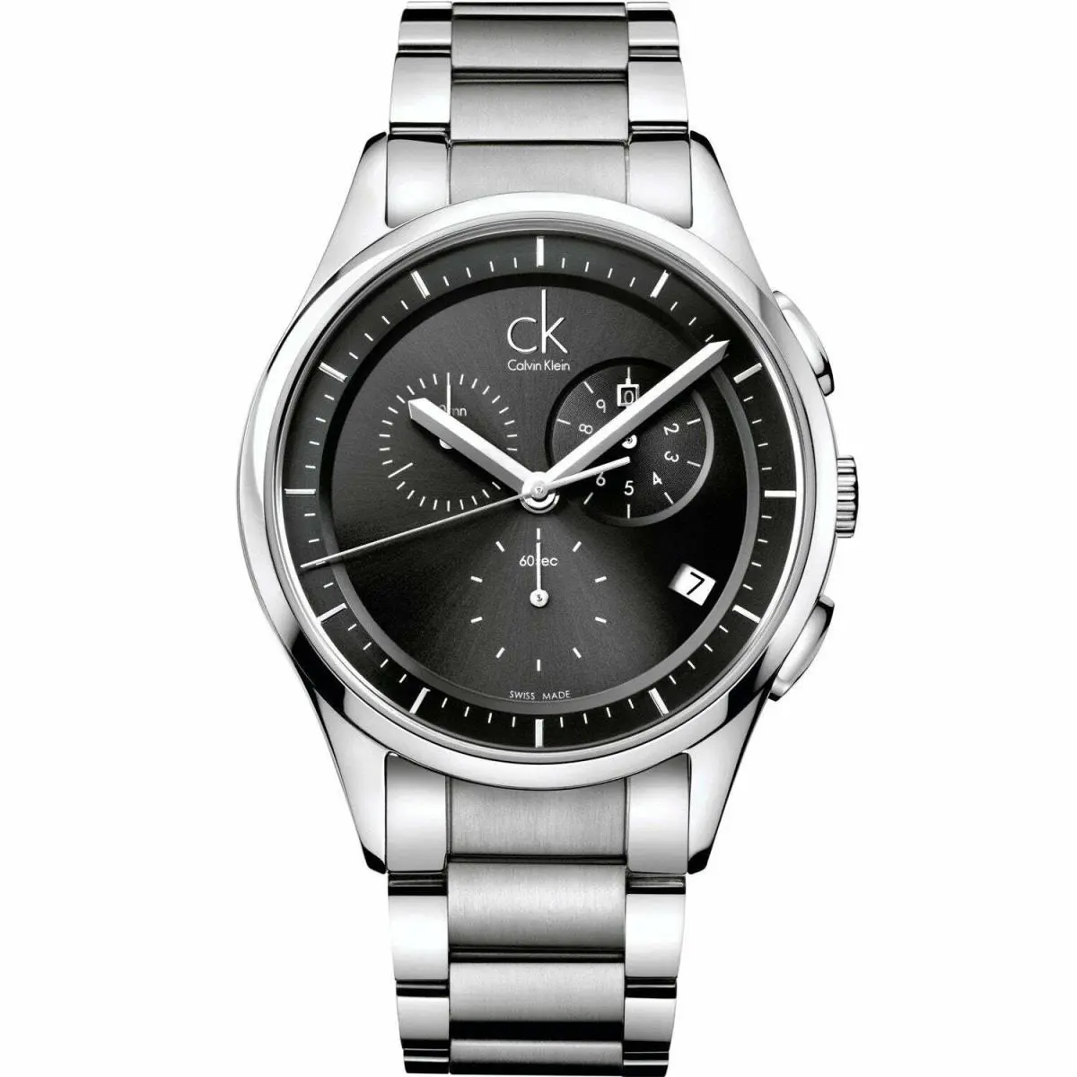 CK Calvin Klein K2A27107 Swiss Made Black Chronograph Watch Basic