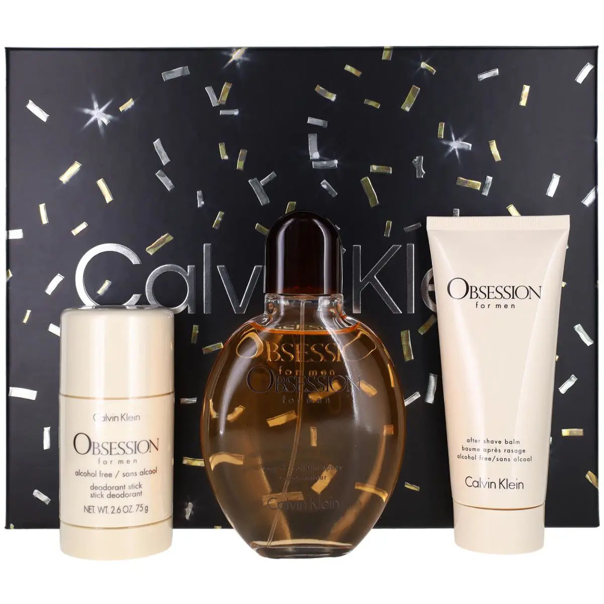 Obsession by Calvin Klein Men Set: Edt + Asb + Deo Stick 4.2+3.36+2.6oz