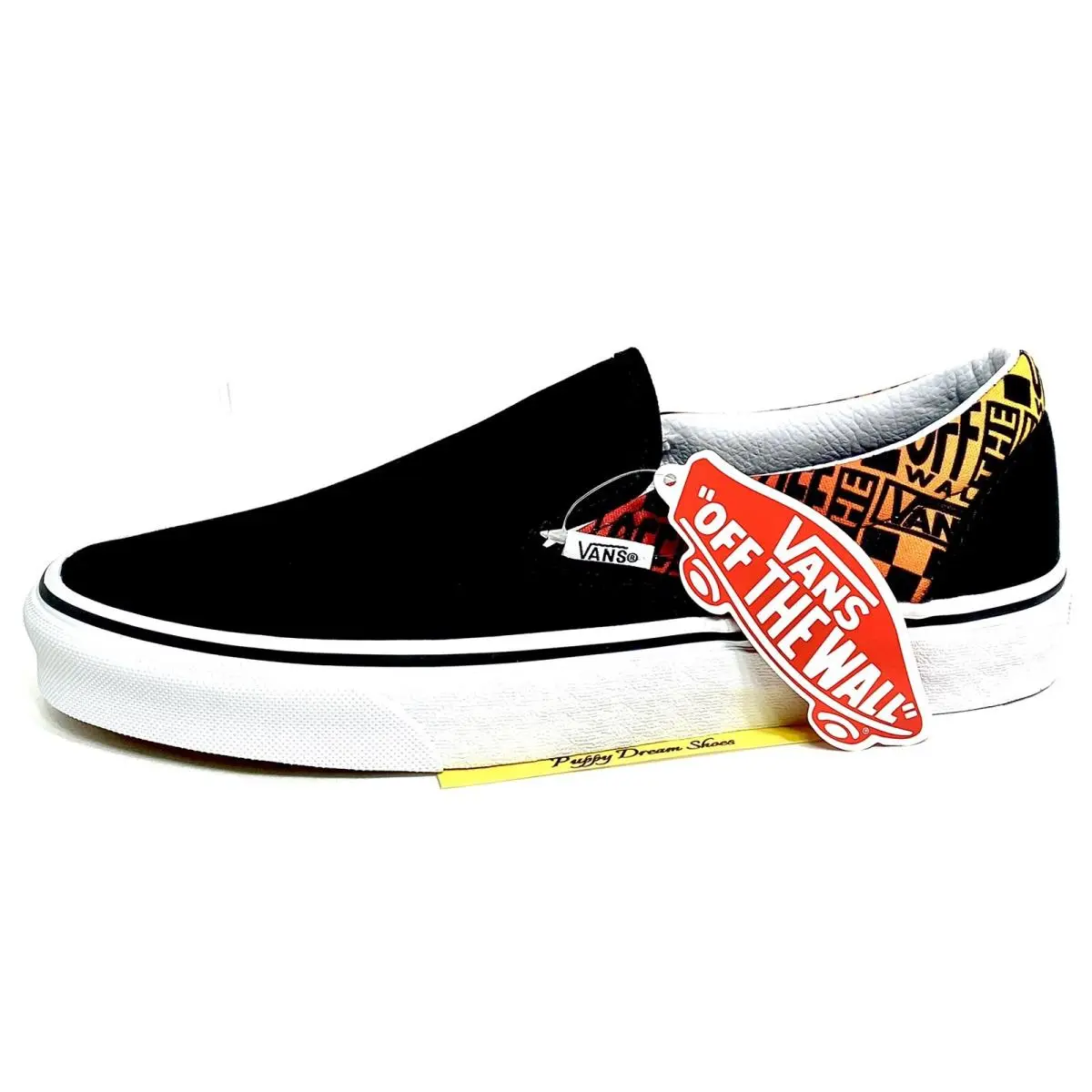 Vans Black Logo Flame Unisex Slip On Men’s 7 Women’s Size 8.5