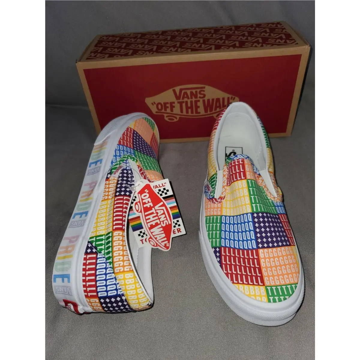Vans Classic Slip-on Pride Multicolor White Shoes Mens US 9.5 Womens 11