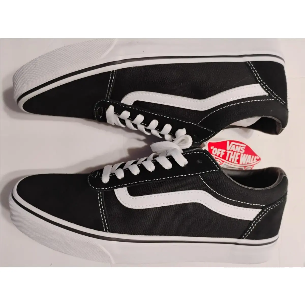 Vans Men`s Ward Black/white Suede/canvas Mix Skate Shoes 9.5 Mens
