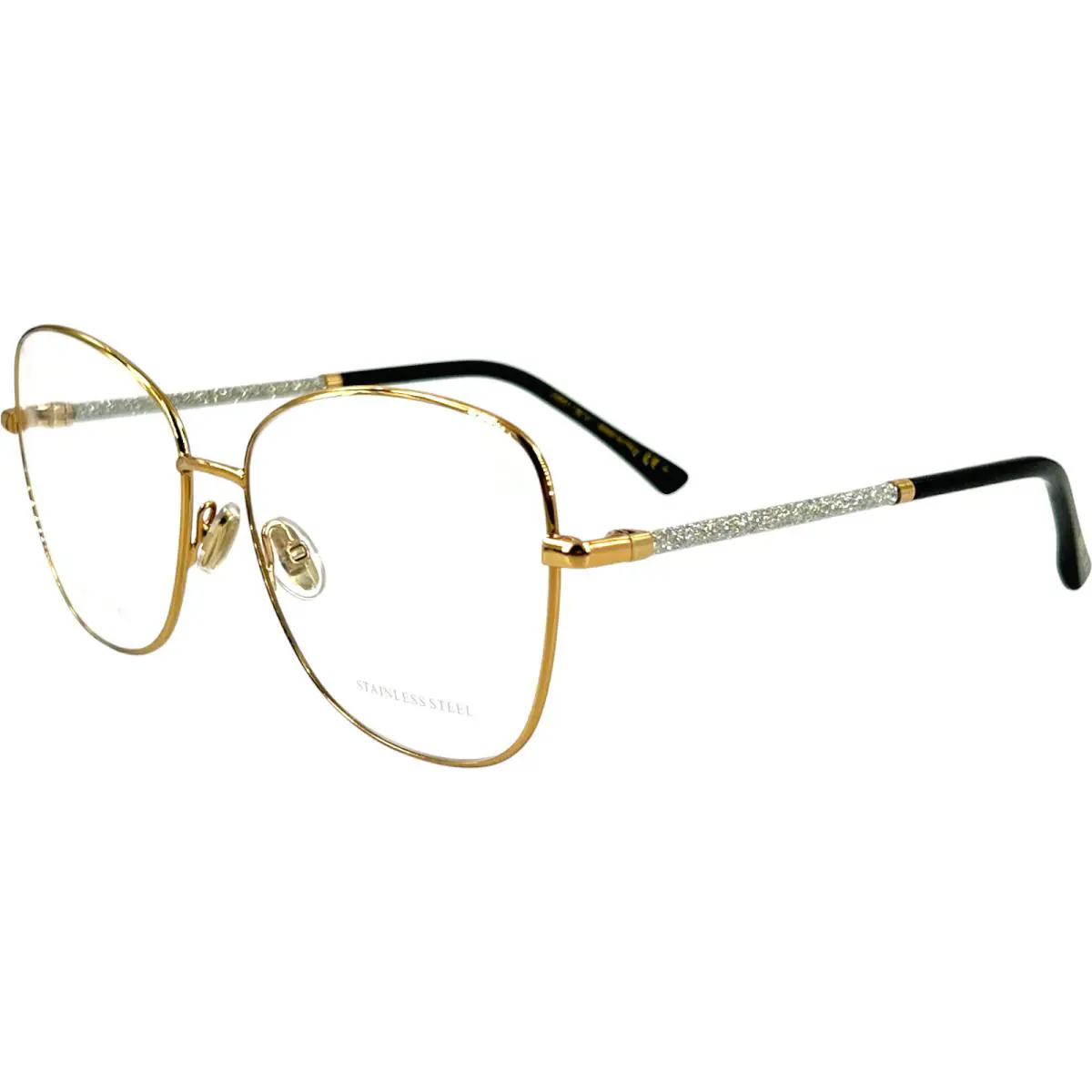 JC322 Womens Metal Eyeglass Frame 0RHL Gold Black 56-15 Italy w Case by Jimmy Choo