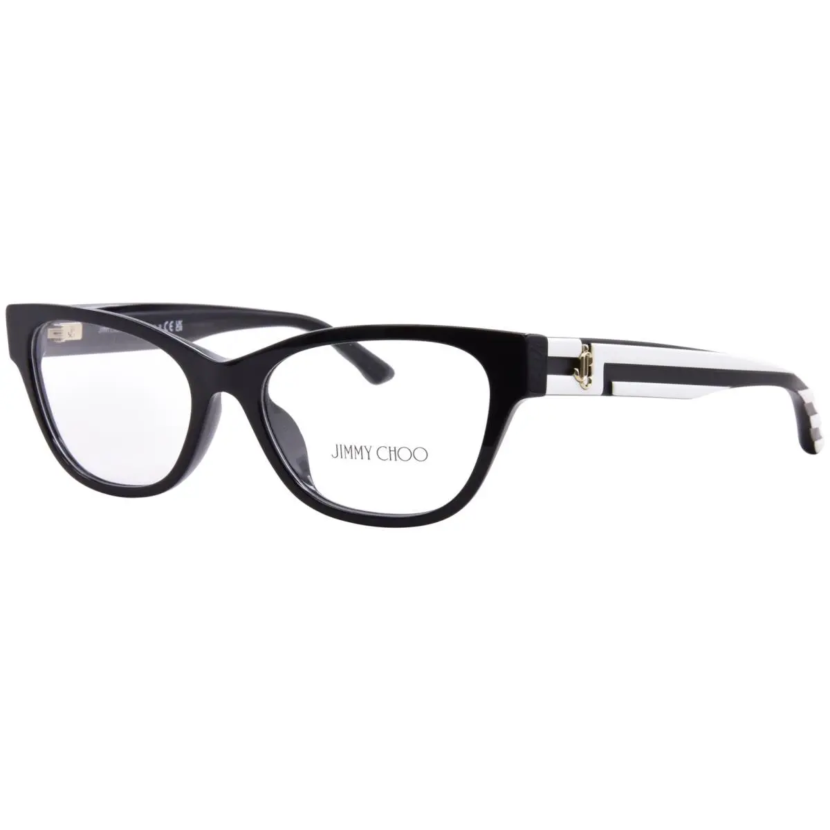 JC3010U 5017 Eyeglasses Women`s Black/white Full Rim Cat Eye 54mm by Jimmy Choo