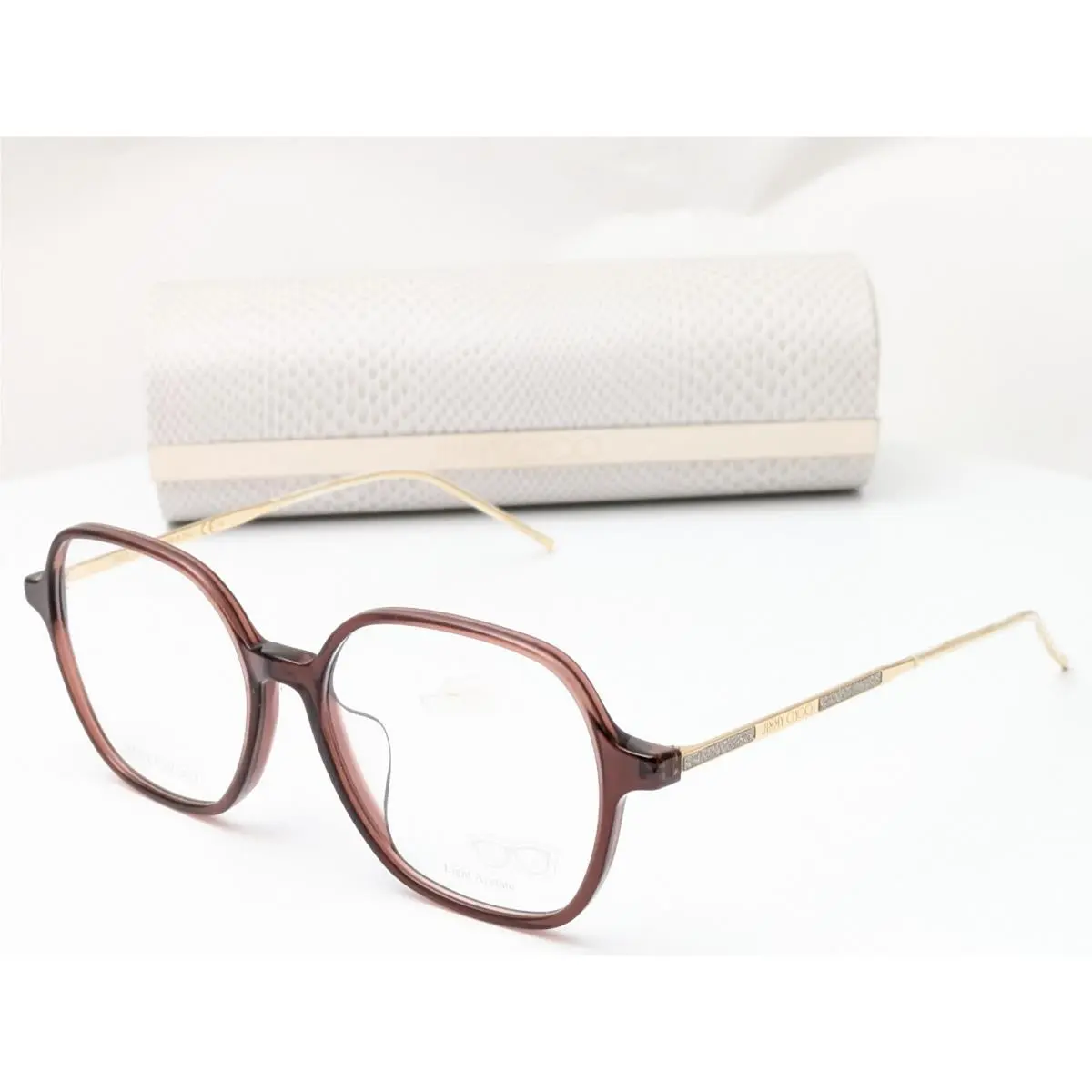 Jimmy Choo JC367/F 09Q Round Transparent Brown Women Eyeglasses Frames 52-16-145