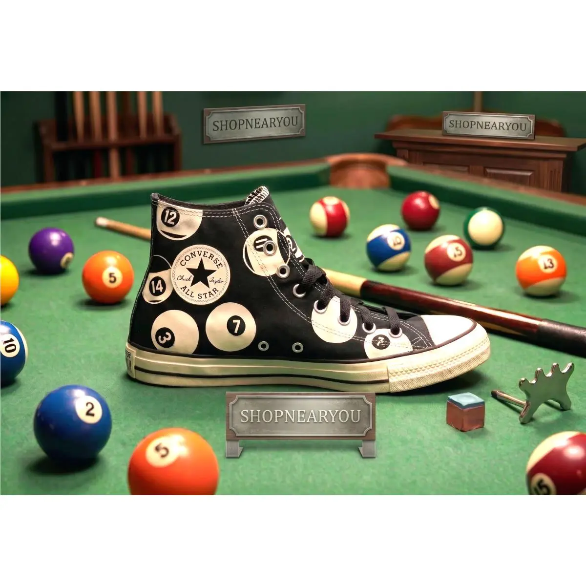 Converse Chuck Taylor Billiards Black Pool High Top Sneakers Kicks Men`s 9 9.5