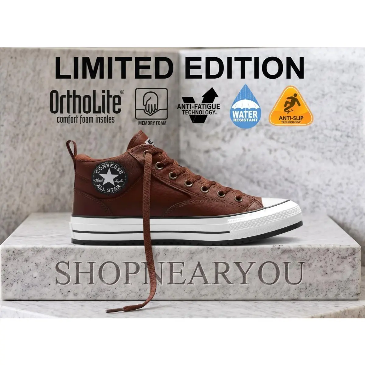 Malden Street Boot Men`s Burgundy Water-repellent High Top Sneakers by Converse
