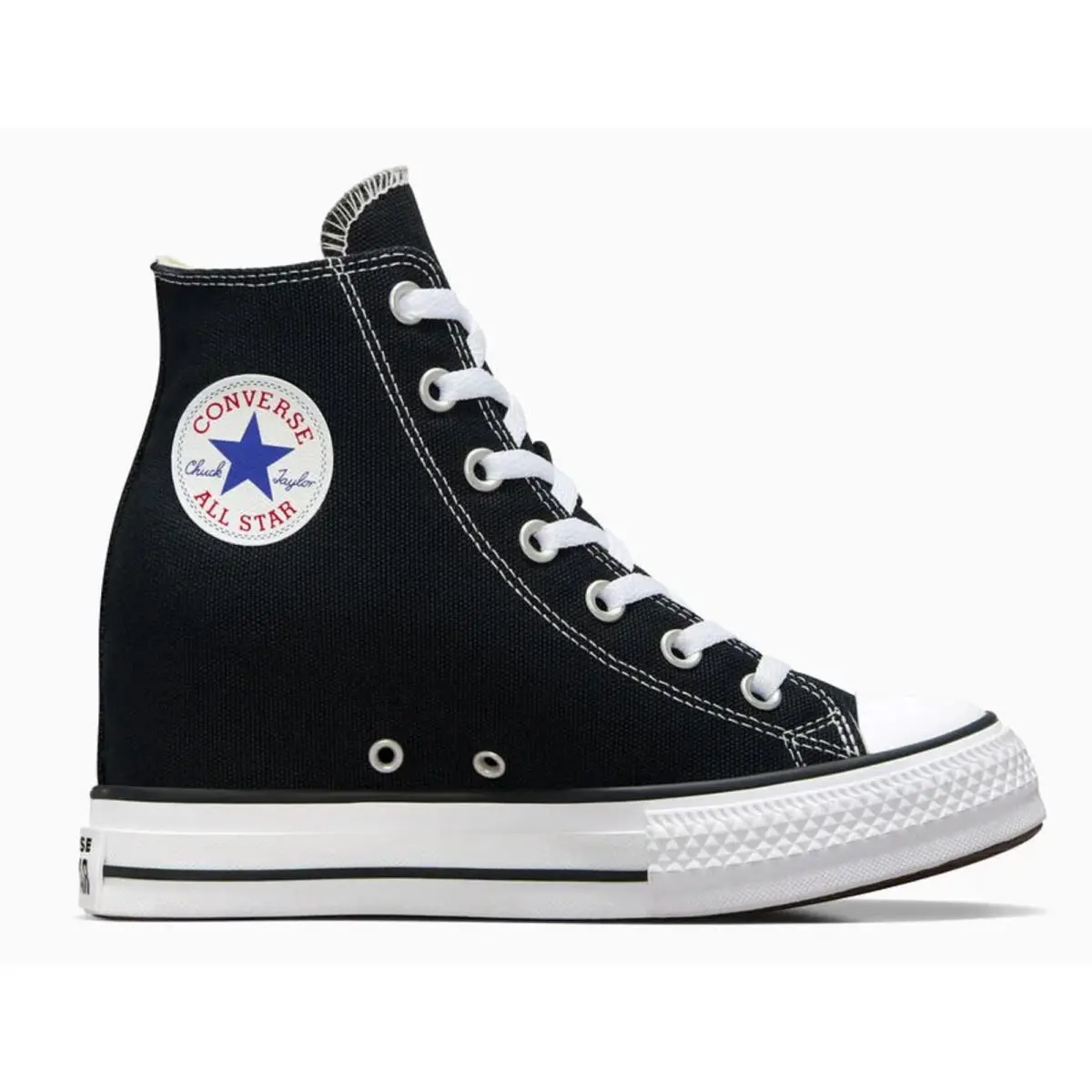 Converse Ctas Wedge Hi Black White Women`s 3 Hidden Heel Sneakers A11909C 6 - Black
