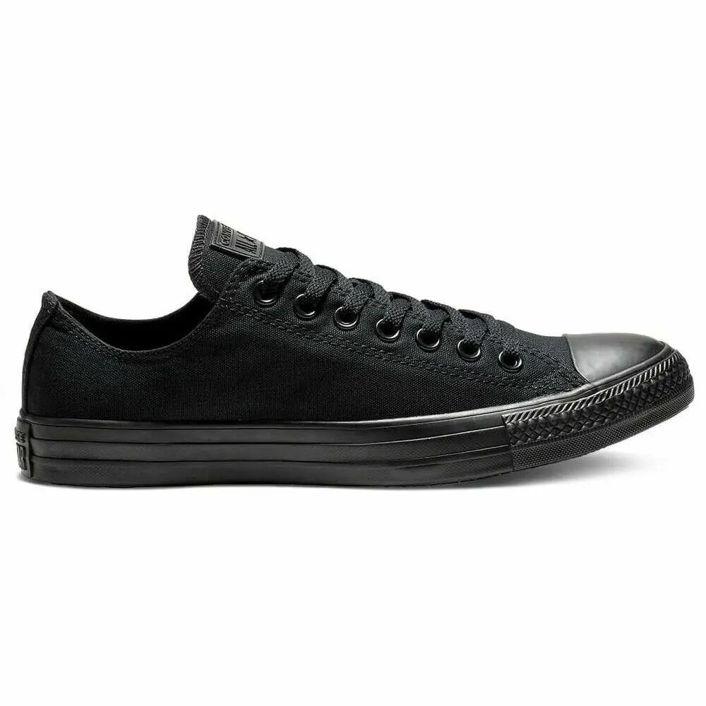Converse Chuck Taylor All Star Low Top Unisex Canvas Sneaker Shoes - Black Monochrome