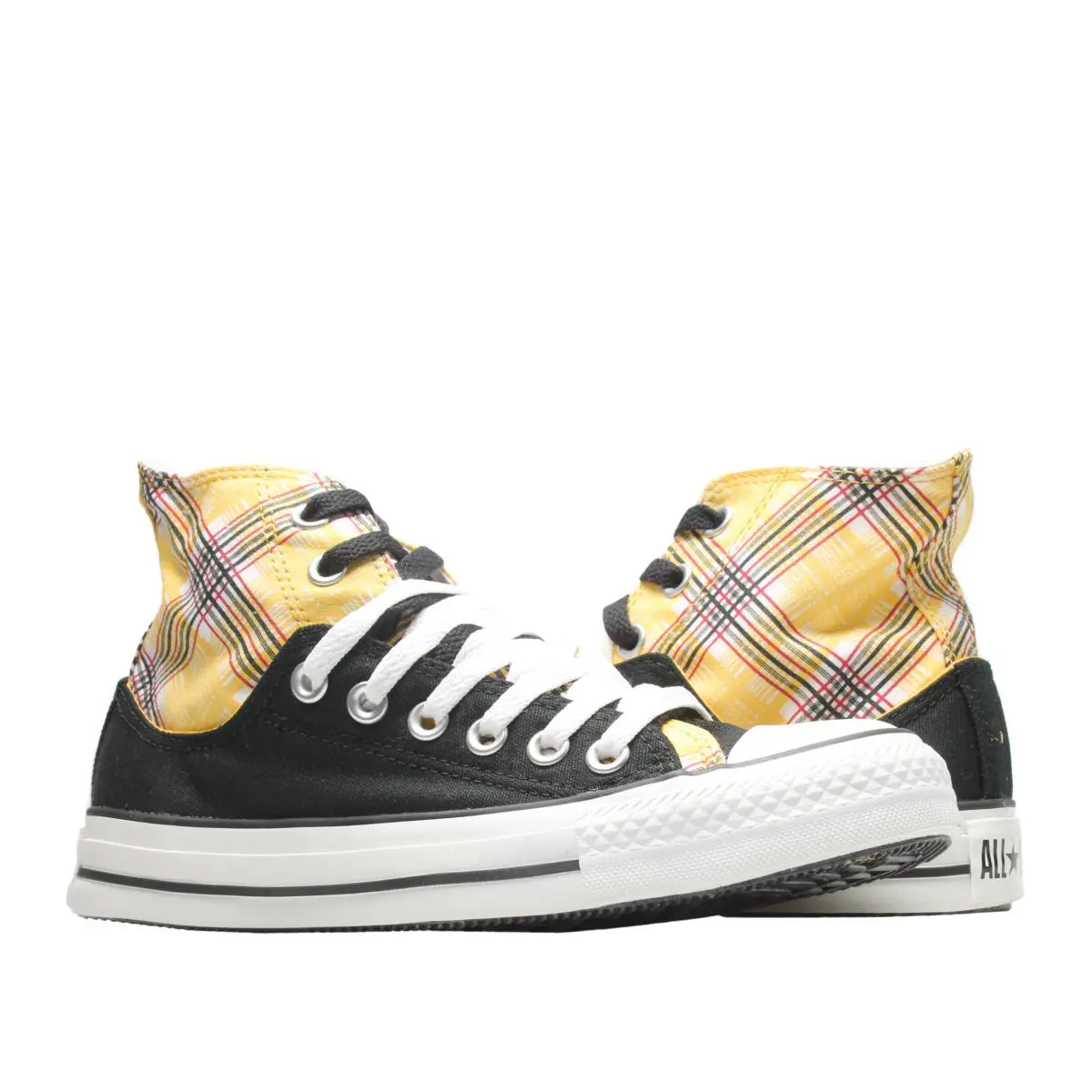 Converse Chuck Taylor All Star Layer Up Plaid Yellow/black Hi Sneakers 514109 - Run Yellow/Black