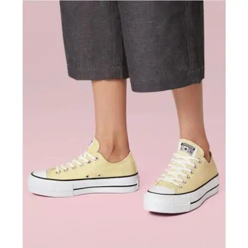 Converse shoes - Converse Chuck Taylor Lift Ox Low - A00560F - Yellow, Manufacturer: Lemon Drop/Black/White 14