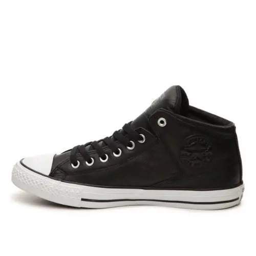 Converse Mens Chuck Taylor All Star High Street Mid Sneaker Leather Black - Black