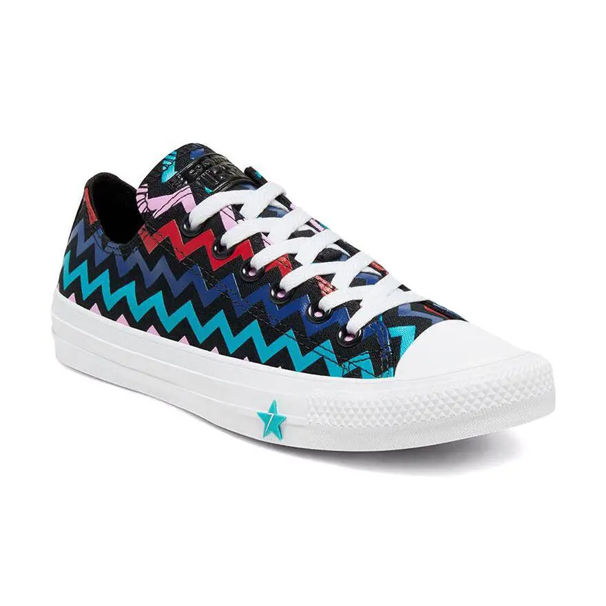 Converse Chuck Taylor All Star Zigzag Low Top Women Sneakers Sz 7 - Black/Peony/Pink