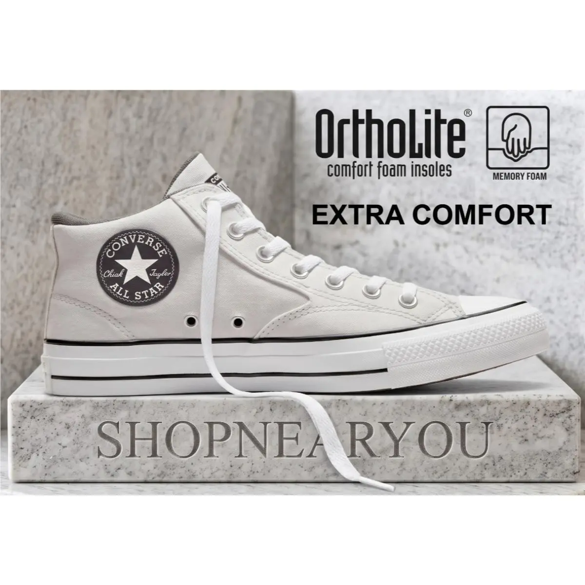 Converse Men`s Chuck Taylor All Star Malden Street Mid Sneakers Gray Wide Kicks - Gray