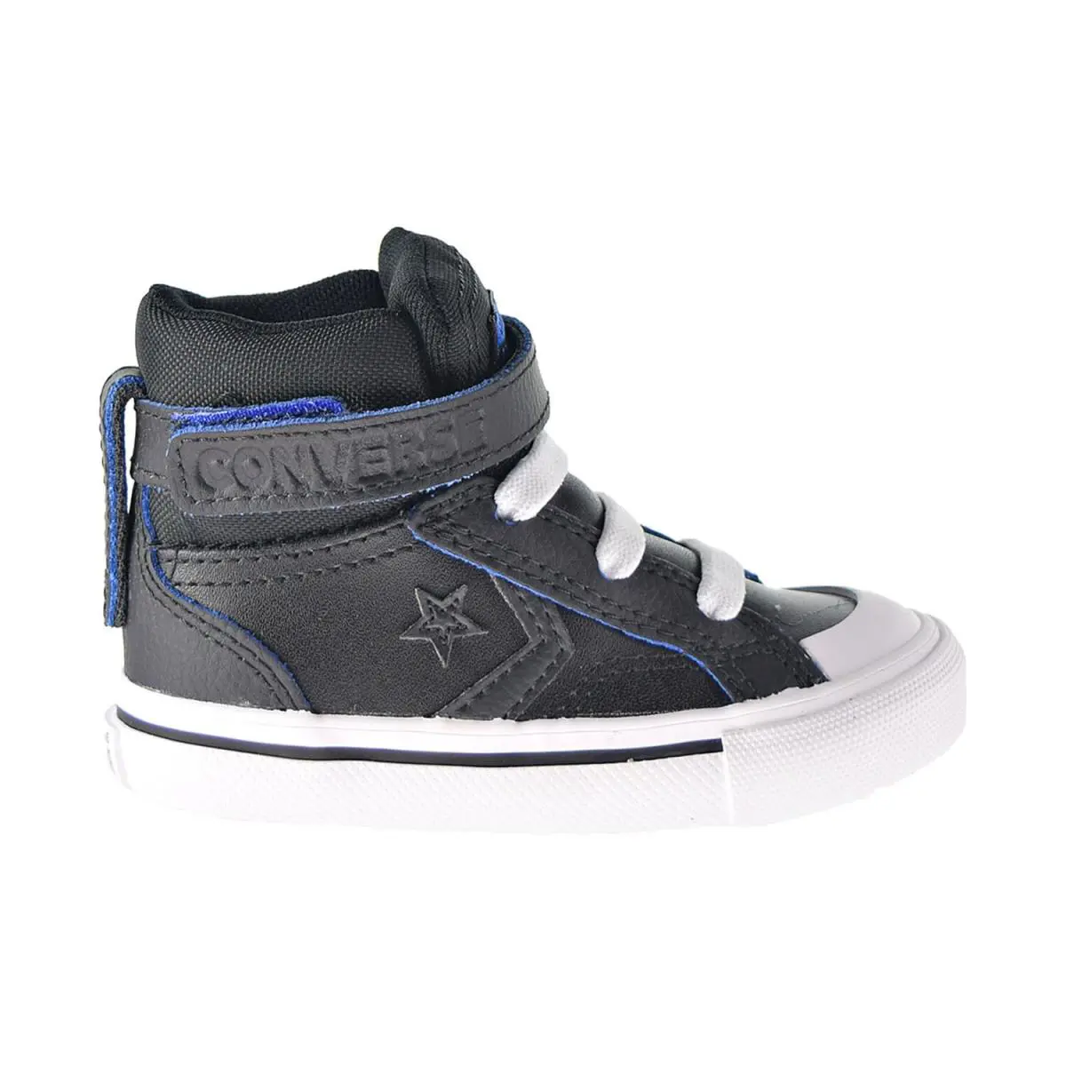 Converse Pro Blaze Strap Hi Two-tone Leather Toddler Shoes Black 766051C - Black/Hyper Royal