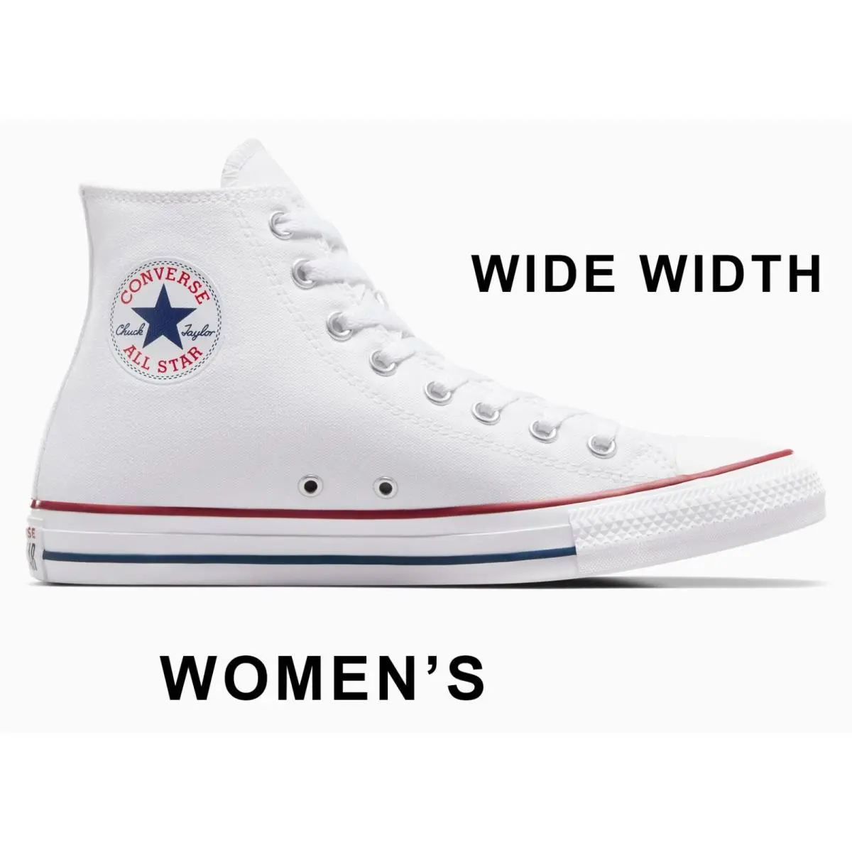 Chuck Taylor Classic High Top Women`s Wide Width Sneakers Kicks Optical White by Converse