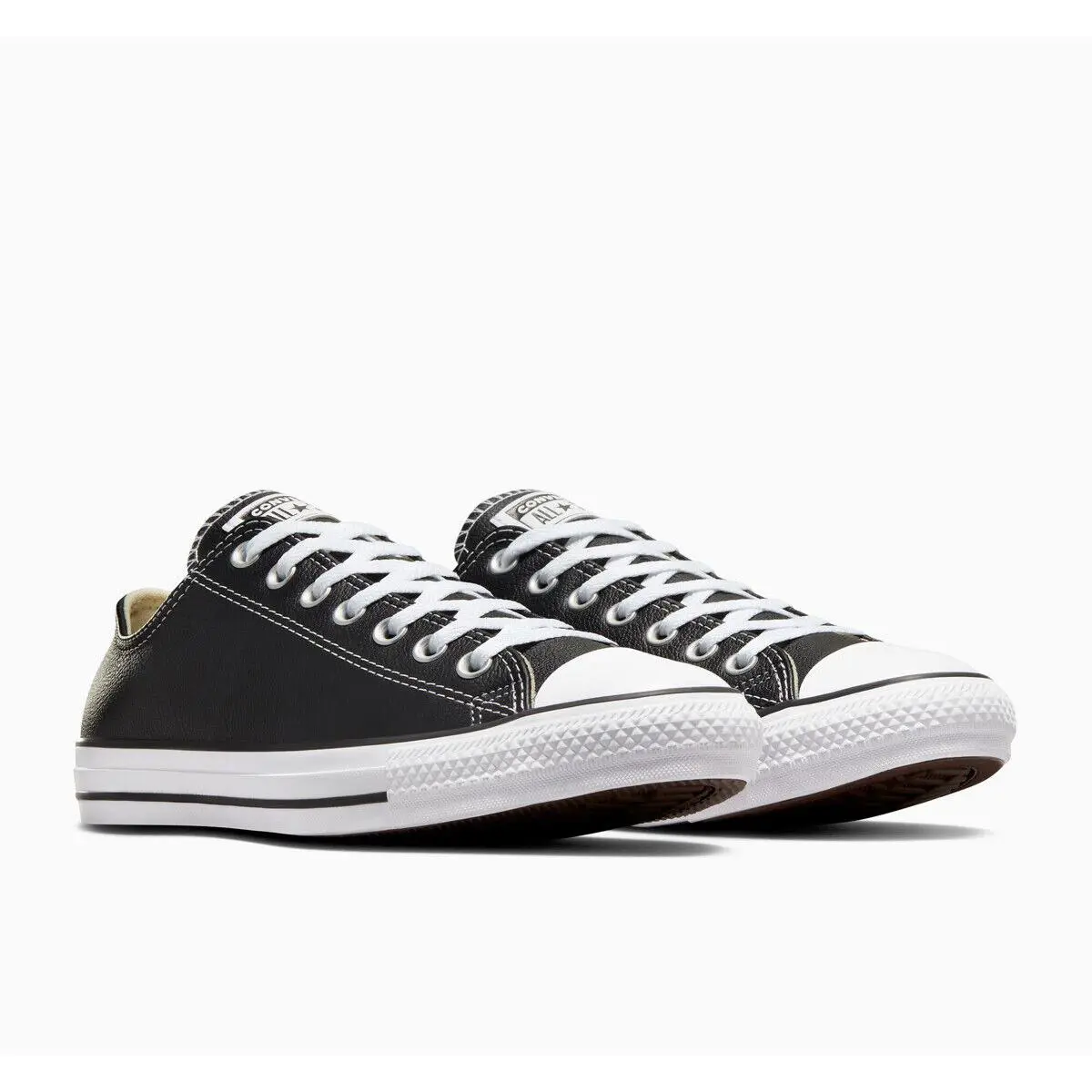 Converse Men`s Chuck Taylor All Star Leather Low Top Sneaker Shoes - Black