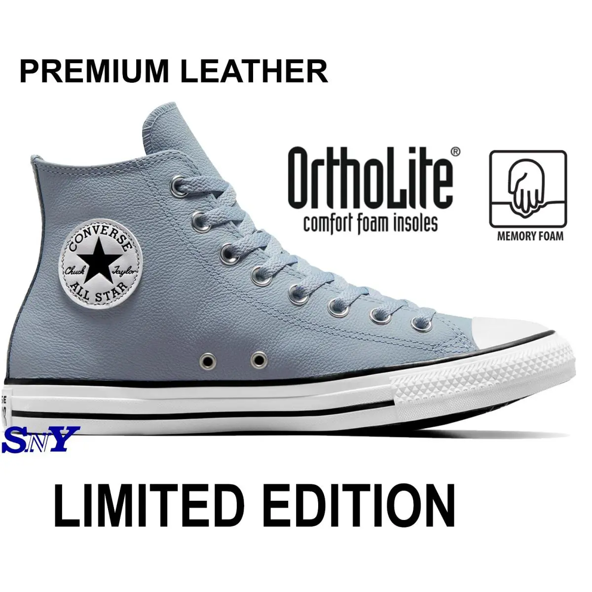 Converse Men`s Chuck Taylor All Star Luxe Leather Hi Top Sneaker Foam Insole Blu - Blue