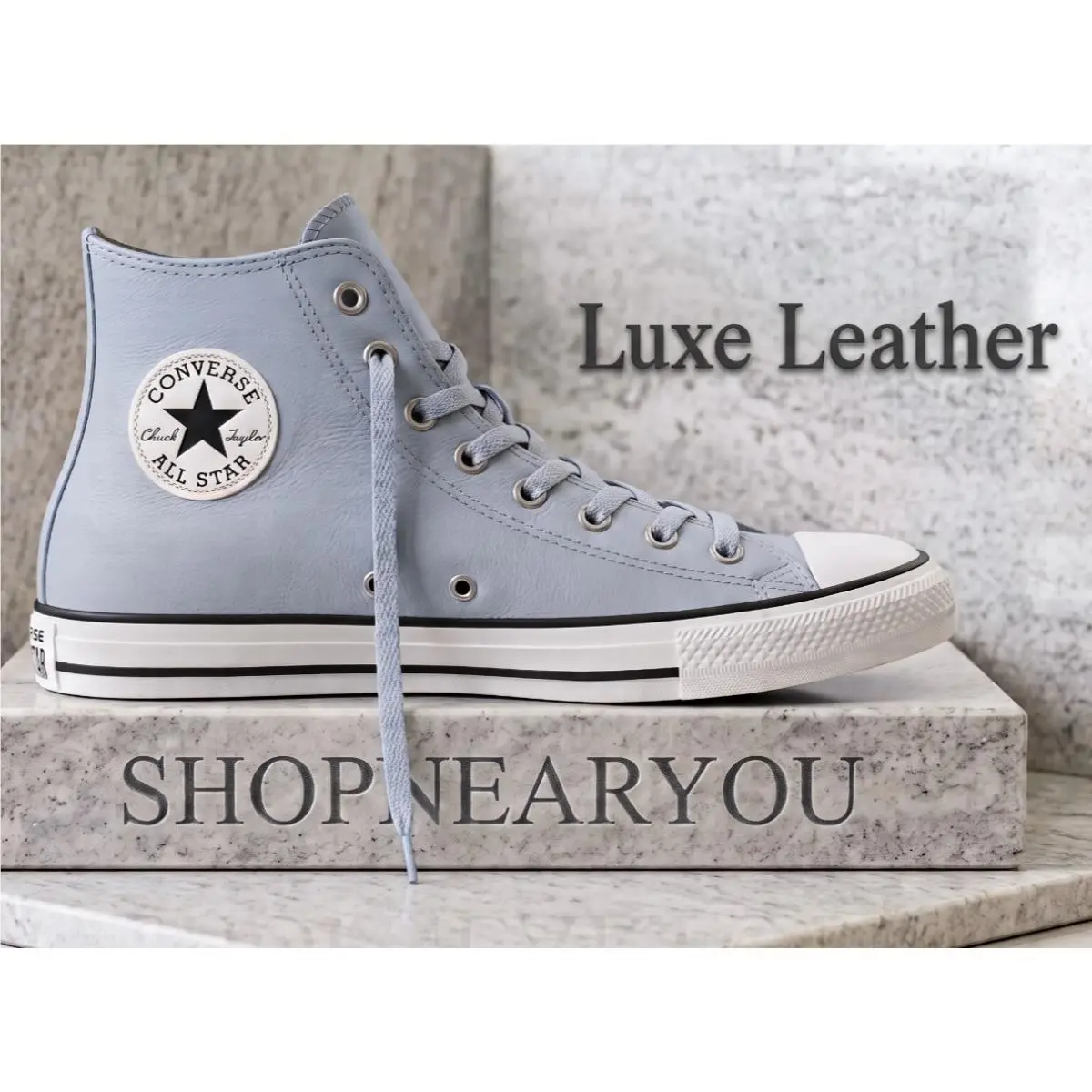 Converse Chuck Taylor Men`s Hi Top Premium Leather Sneakers Shoes Kicks Blue - Blue