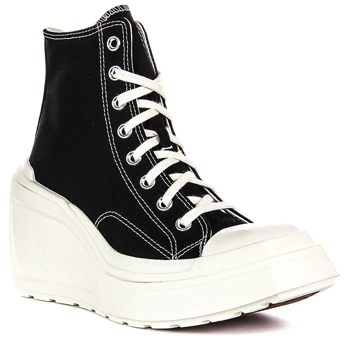 Converse A06478C Chuck Hi De Luxe Wedge Womens Sneakers In Black White US 5- 11 - BLACK WHITE