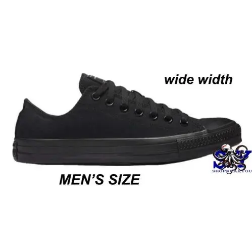 Wide Width Chuck Taylor All Star Low Sneakers Men`s Black White Black Monochrome by Converse