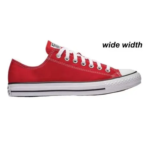 Wide Width Chuck Taylor All Star Low Sneakers Men`s Black White Red by Converse