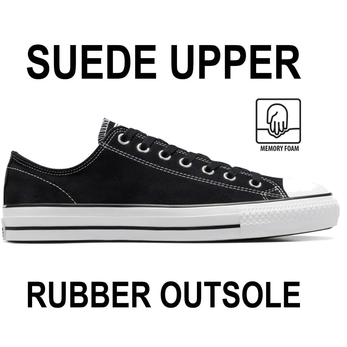 Converse Men`s Cons Chuck Taylor All Star Pro Skate Shoes Suede Upper Low Top - Black