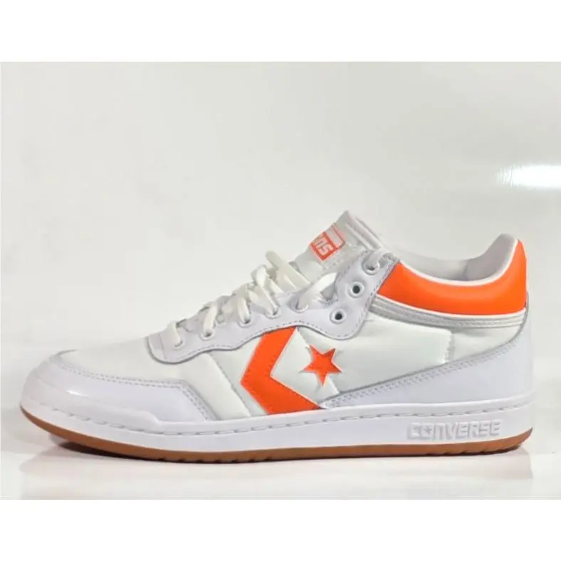 Converse Men`s Cons Fastbreak Pro White Orange Leather Skate Sneakers Kicks Shoe