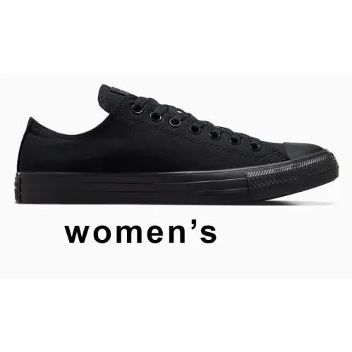 Classic Women`s  Chuck Taylor All Star Low Sneaker Canvas Upper Black Monochrome by Converse