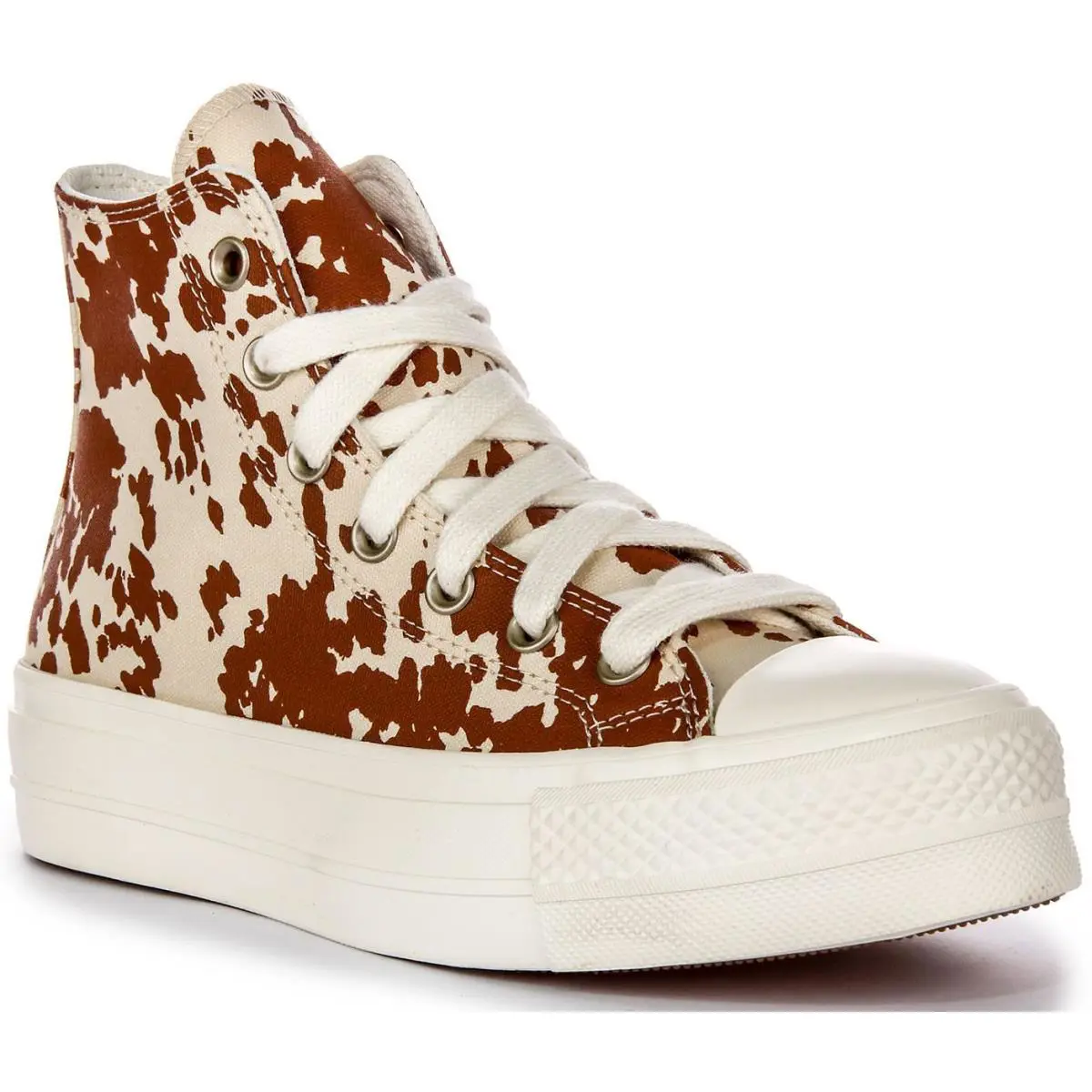 Converse A10141C All Lift Platform High Animal Print In Brown Beige Size 5- 11 - BROWN BEIGE