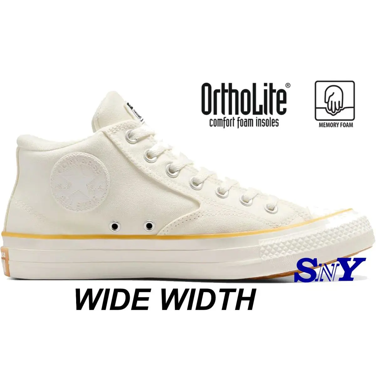 Converse Men`s Chuck Taylor All Star Malden Street Mid-top Sneakers Wide Kicks - White