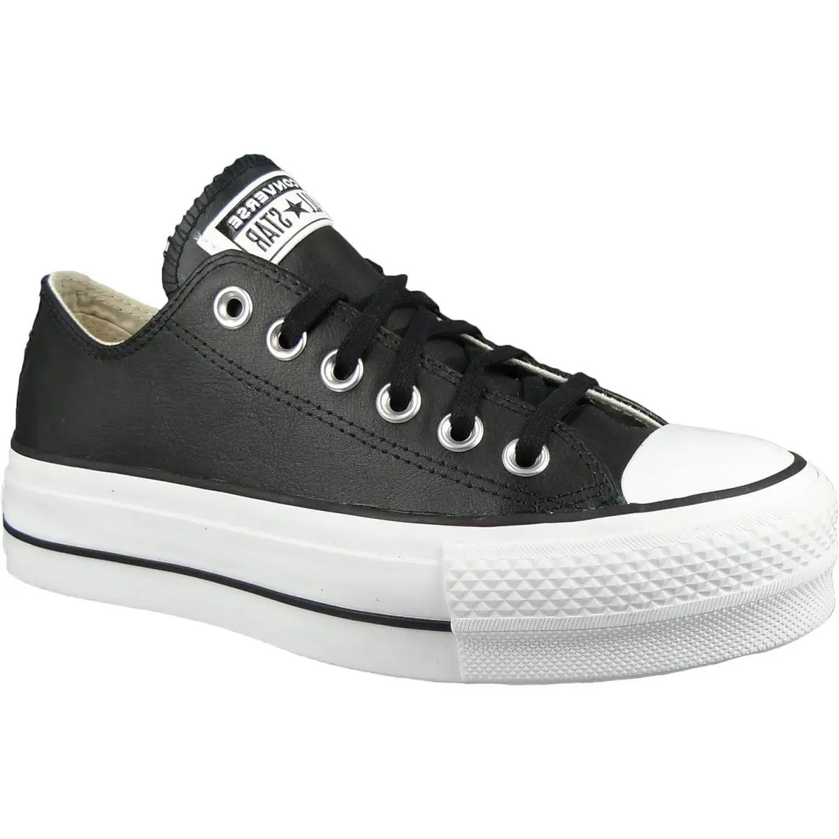 Converse Chuck Taylor All Star Lift Platform LO Sneakers Black Leather - Black Leather