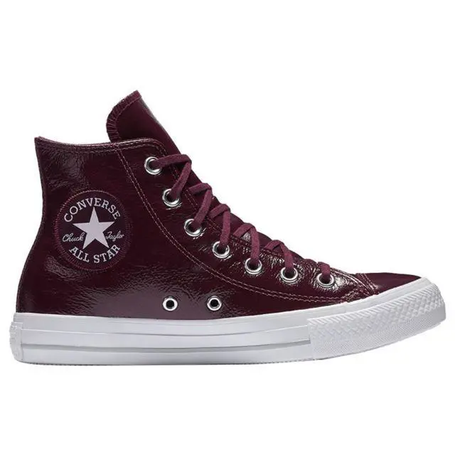 Women`s Converse Chuck Taylor All Star High Crinkled Leather Fashion 557939C - Dark Sangria