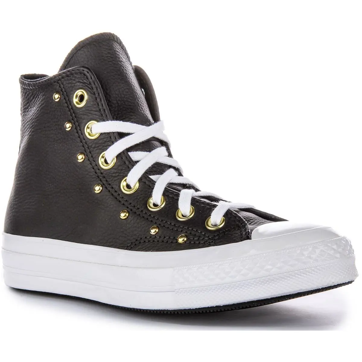 Converse A06809C Chuck 70 Hi Studded Leather Womens Boots Black Gold US 5 - 10 - BLACK GOLD