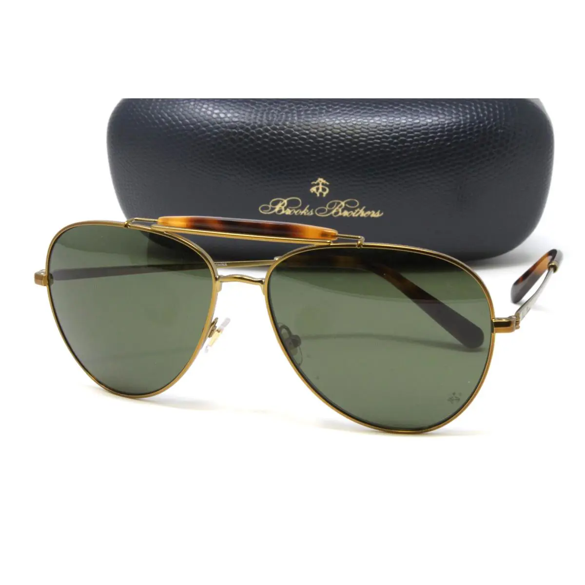 Brooks Brothers Sunglasses BB4062-103371 Matte Gold 59mm Aviator Green Lens